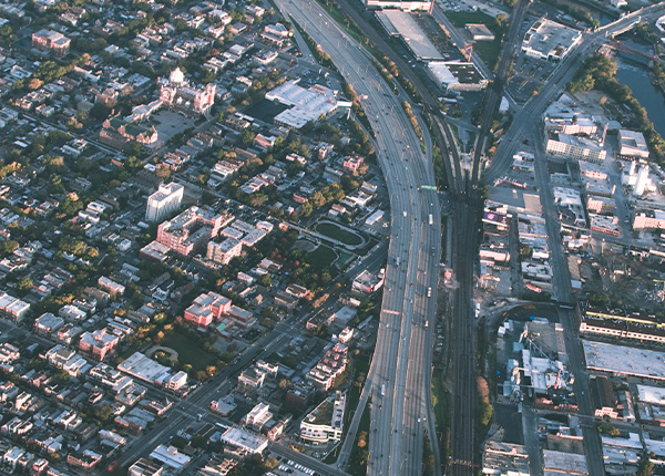 Aerial shot of a city