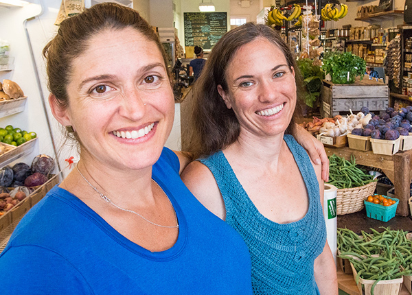 Two women in a grocery market