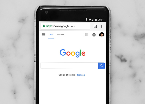 Google search engine on smart phone