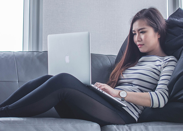 Woman working on laptop