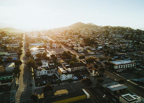 Aerial view of town