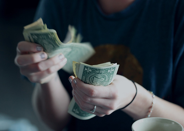 Person counting cash