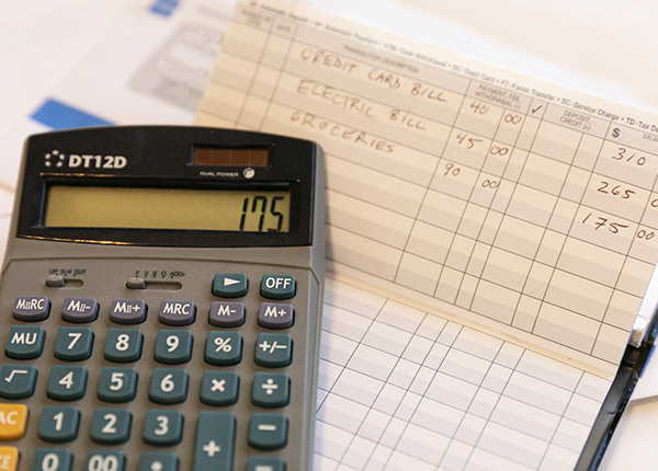 Calculator and checkbook register