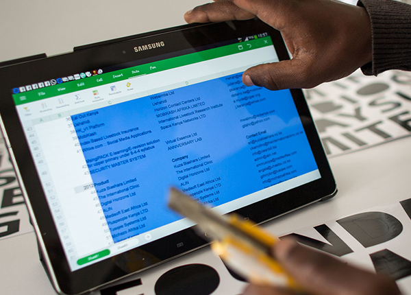 Spreadsheet on a tablet