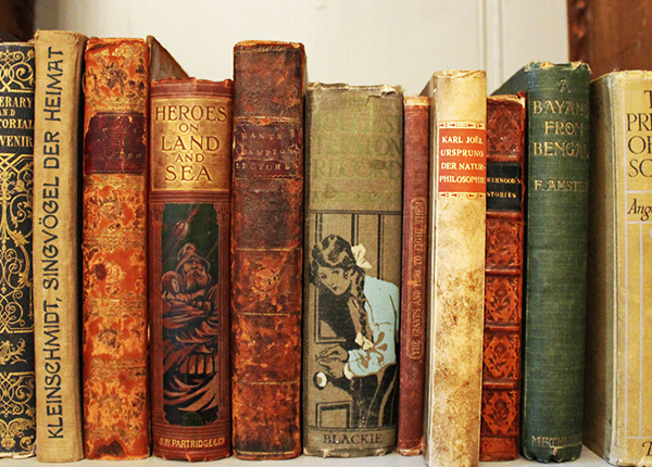 Old books on a shelf