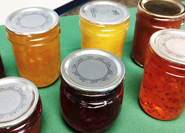 Jars filled with different jams