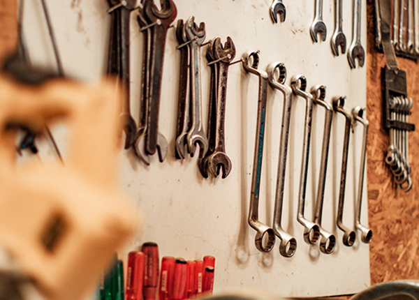 Wrenches hanging on a wall