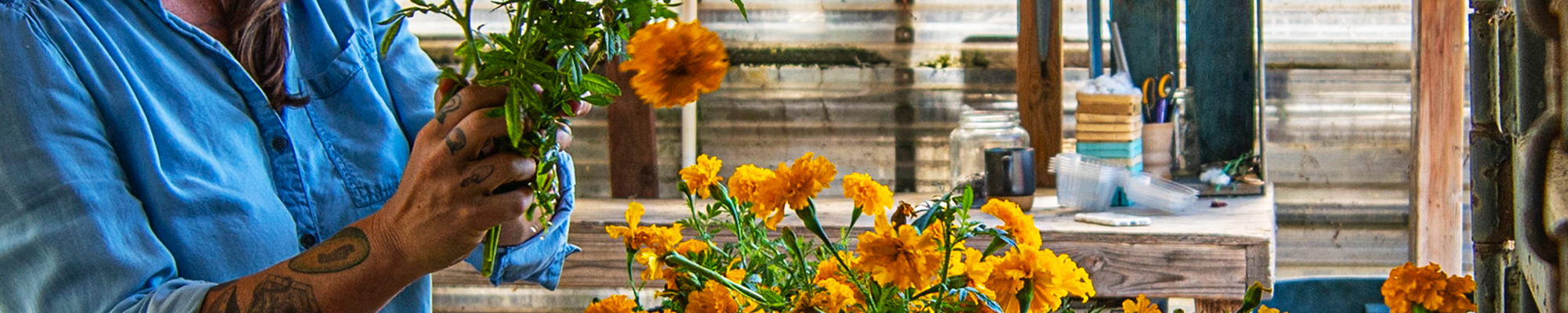 Banner image: Close-up of hands making a floral arrangement