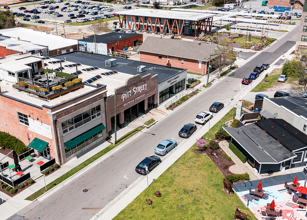 Ariel view of a downtown area