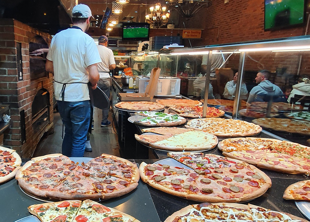 Pizzas at a restaurant