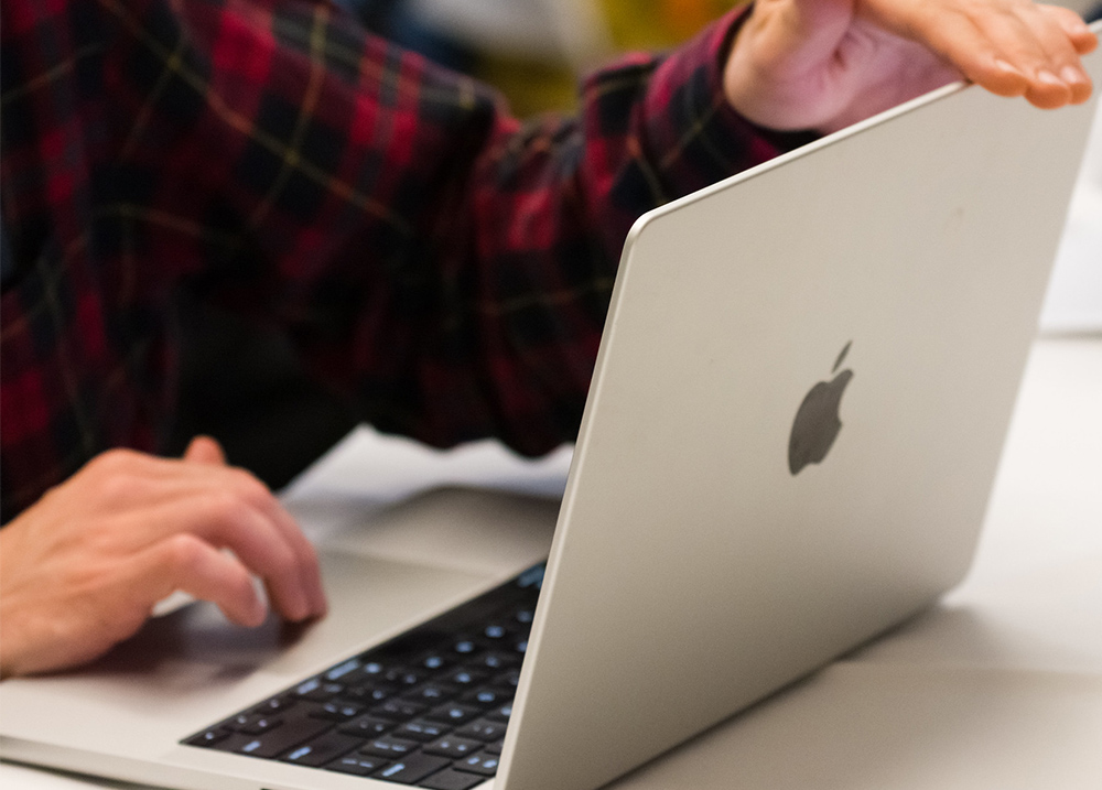 Person working on a laptop