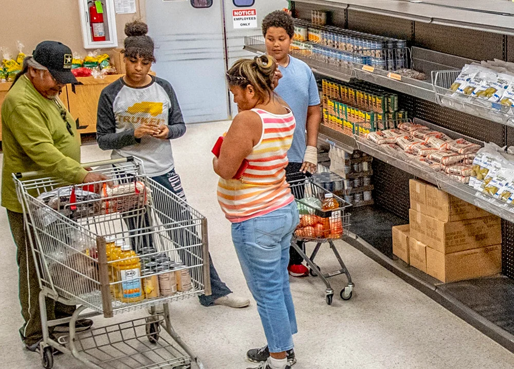 Family grocery shopping