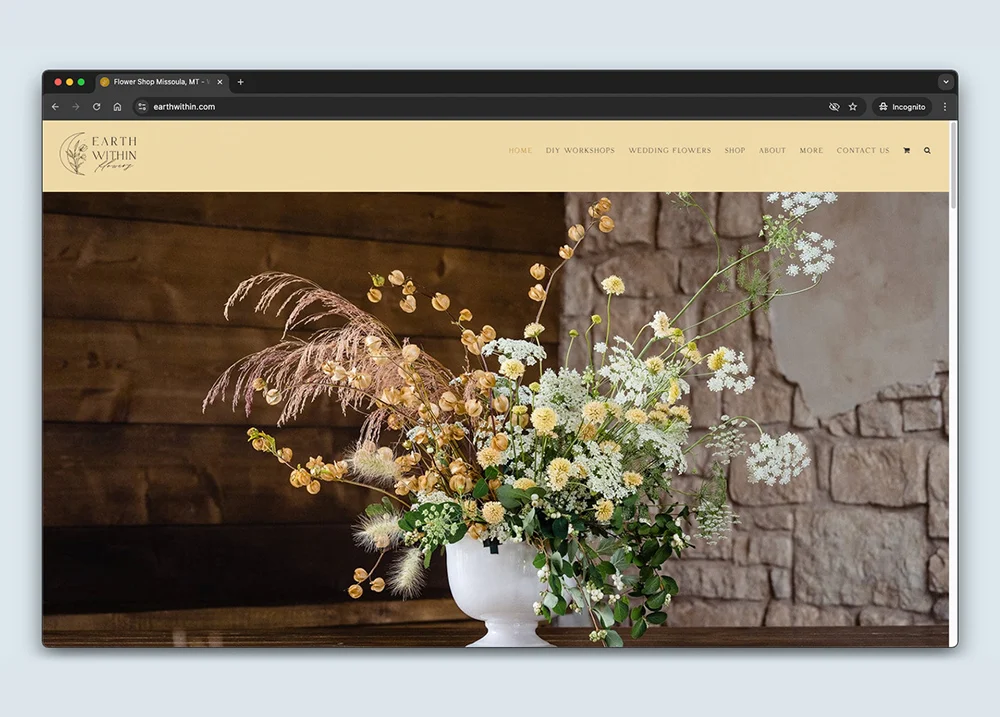Screenshot of the Earth Within Flowers website