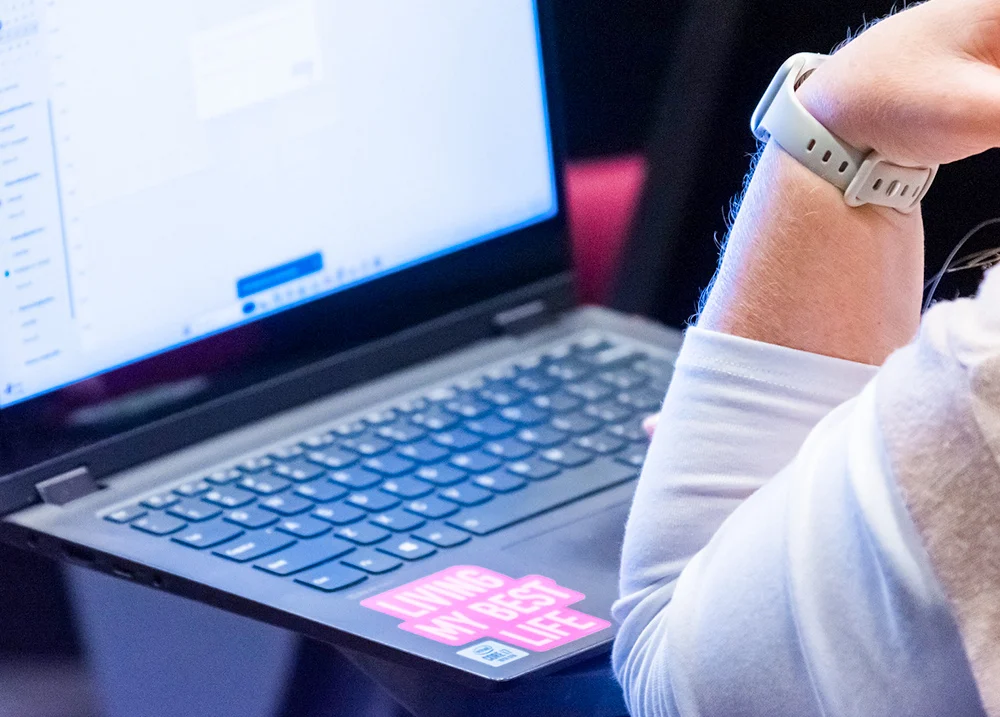 Person looking at laptop