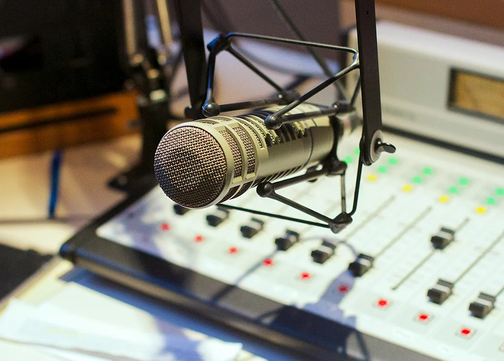 Microphone in a recording studio