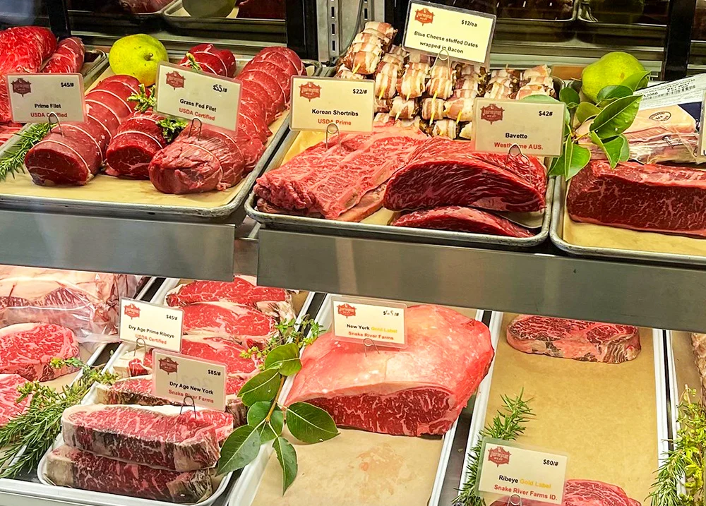 Meats in a display case