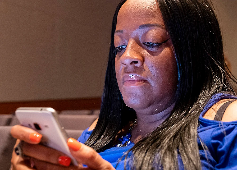Woman looking at her phone